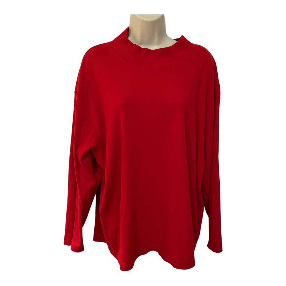 Kim Rogers Sport Woman Red Long Sleeved Ribbed Top sized 2X
